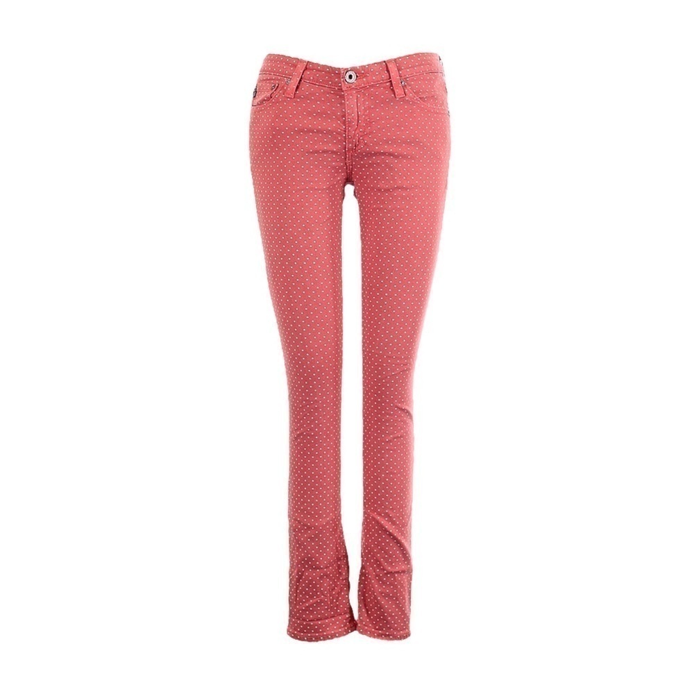 AG Adriano Goldschmied AG Stevie Ankle Pink Polka Dot Slim Straight Jeans 25 USA